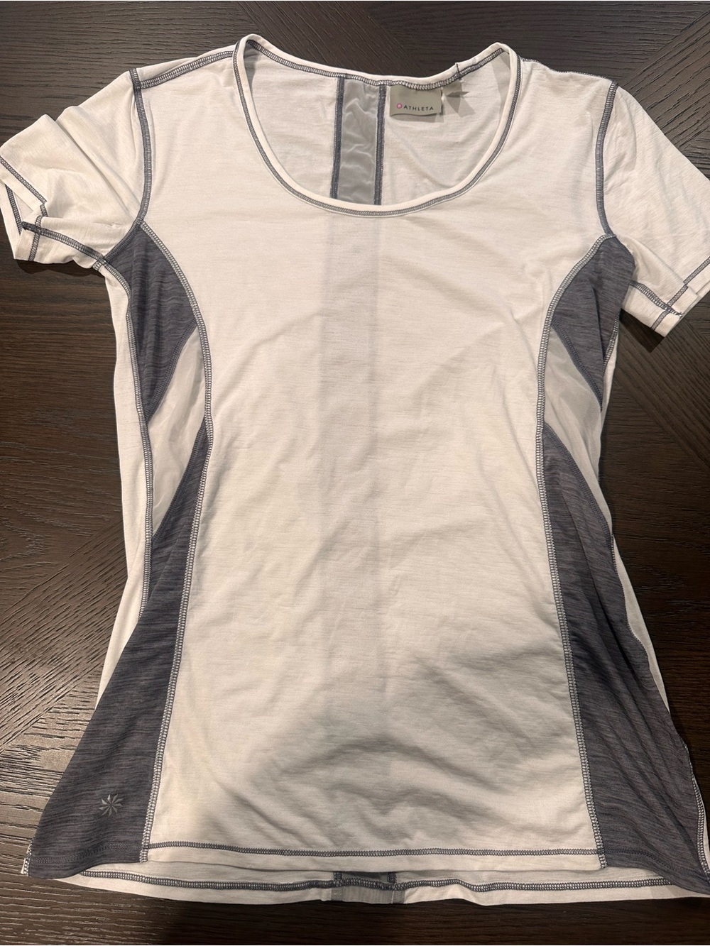 Athleta White Tee with Gray Side Panels